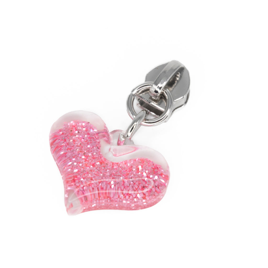 #5 Zipper Pulls for Bag Making by Sew Yours Pink Glittery Hearts