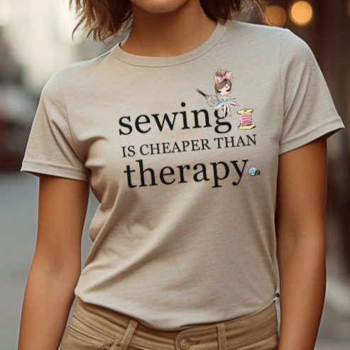 Sewing is Cheaper than Therapy | Short-Sleeve Unisex T-Shirt by Sew Yours