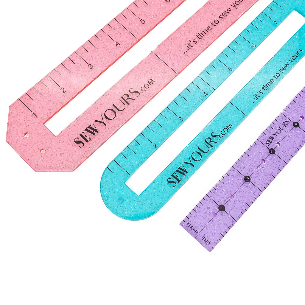 Set of 3 Glitter Zipper Pal Pocket Pal and Rivet Pal by Sew Yours Acrylic Ruler Template