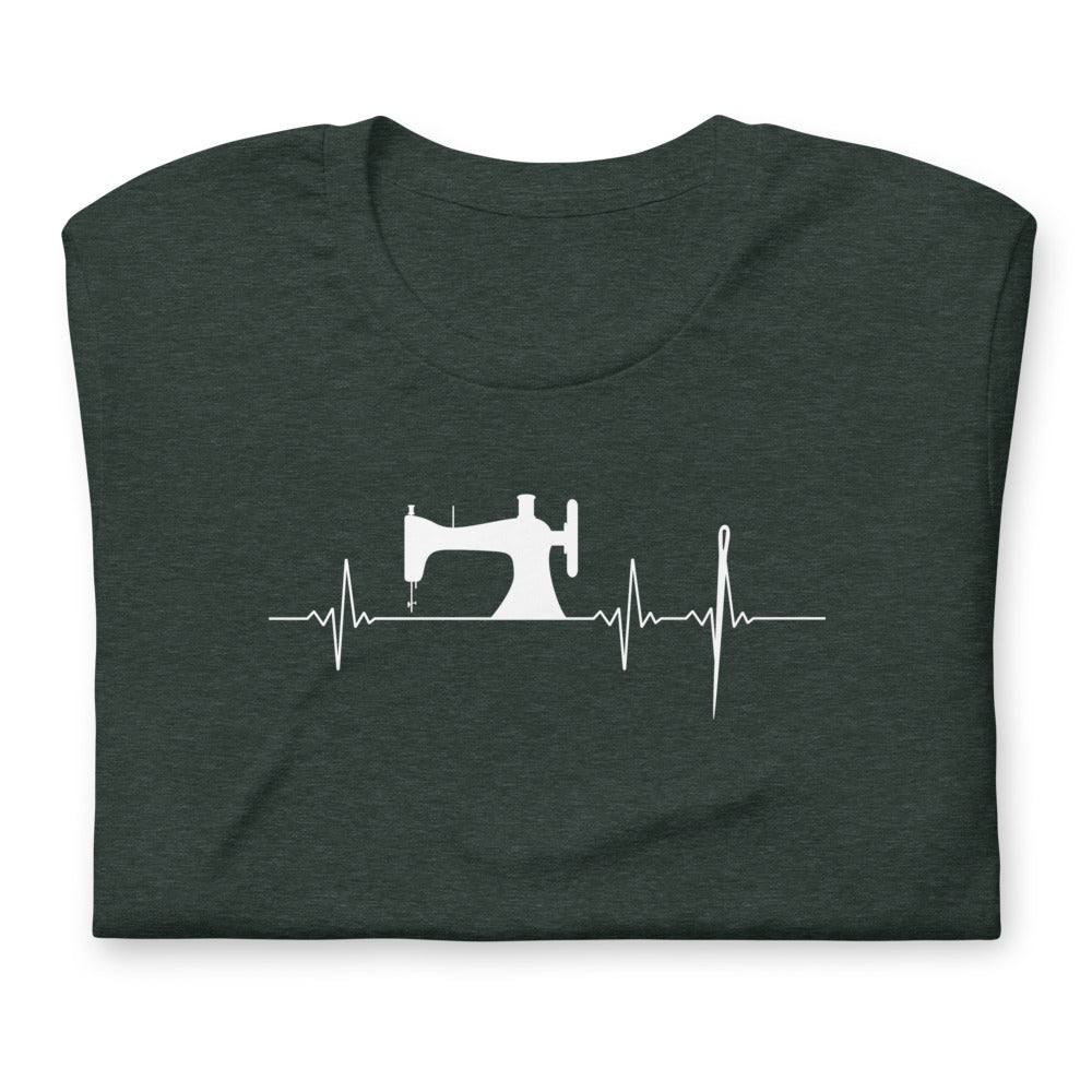 Sewing Heartbeat EKG  Short-Sleeve Unisex T-Shirt by Sew Yours