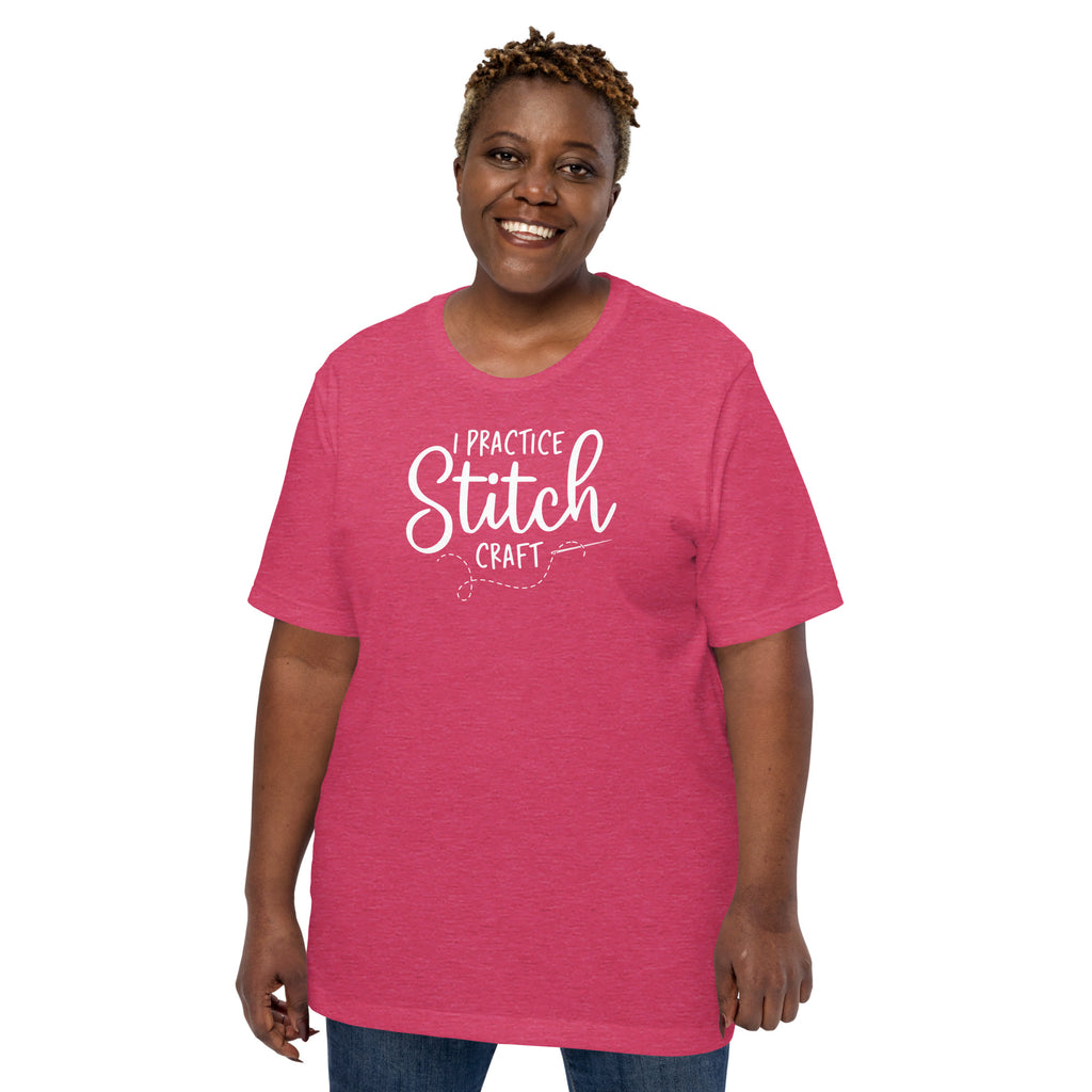 I Practice Stitch Craft | Short Sleeve Unisex Crew-Neck T-Shirt by Sew Yours
