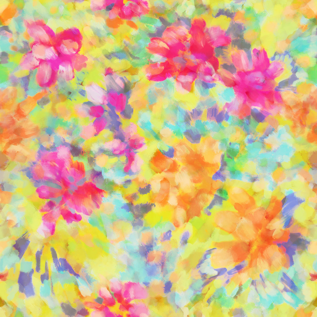 Alcohol Ink Pink & Yellow 100% cotton fabric by Sew Yours