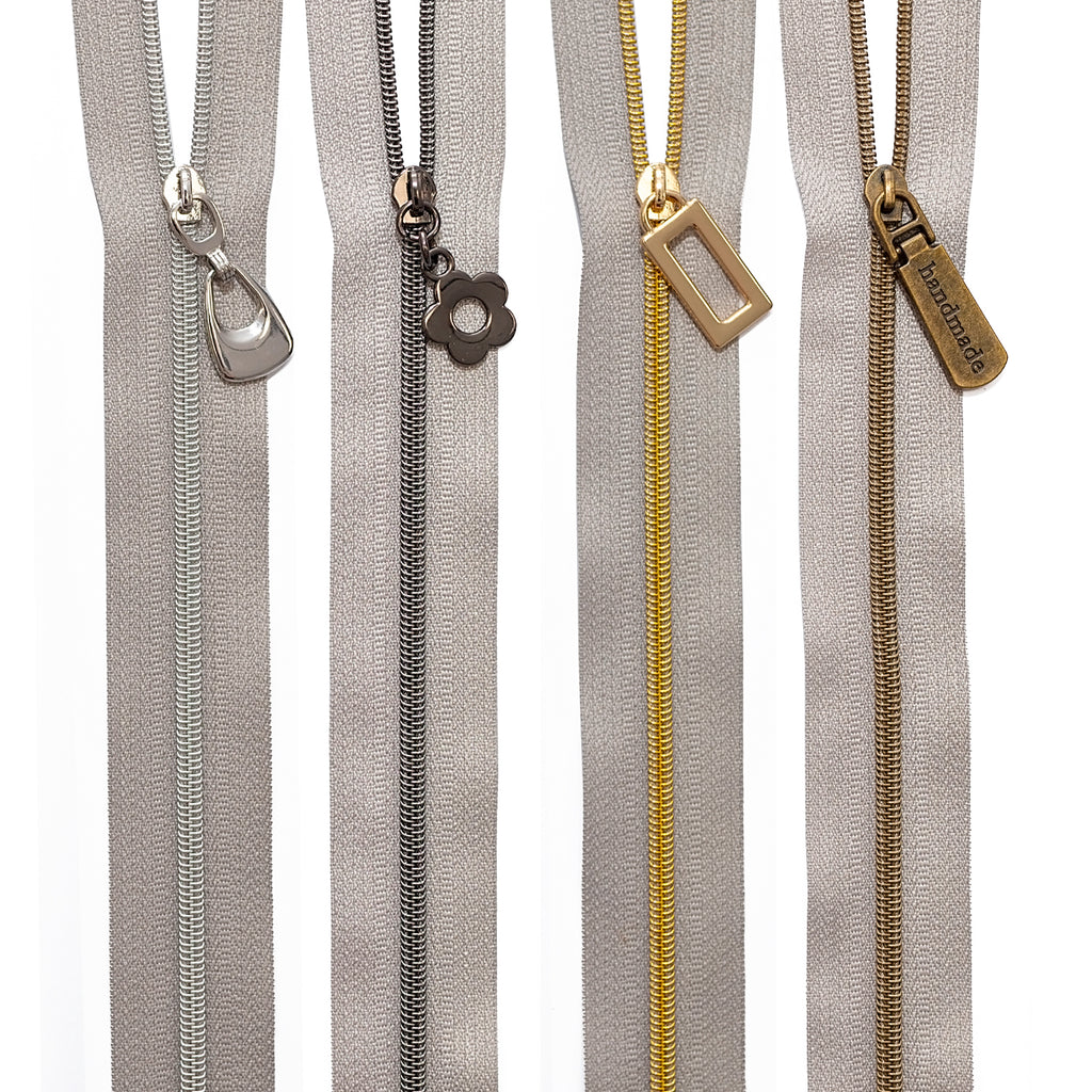 #5 Metallic Nylon Rectangle Zipper Pulls - 3/Pack - Antique Brass
