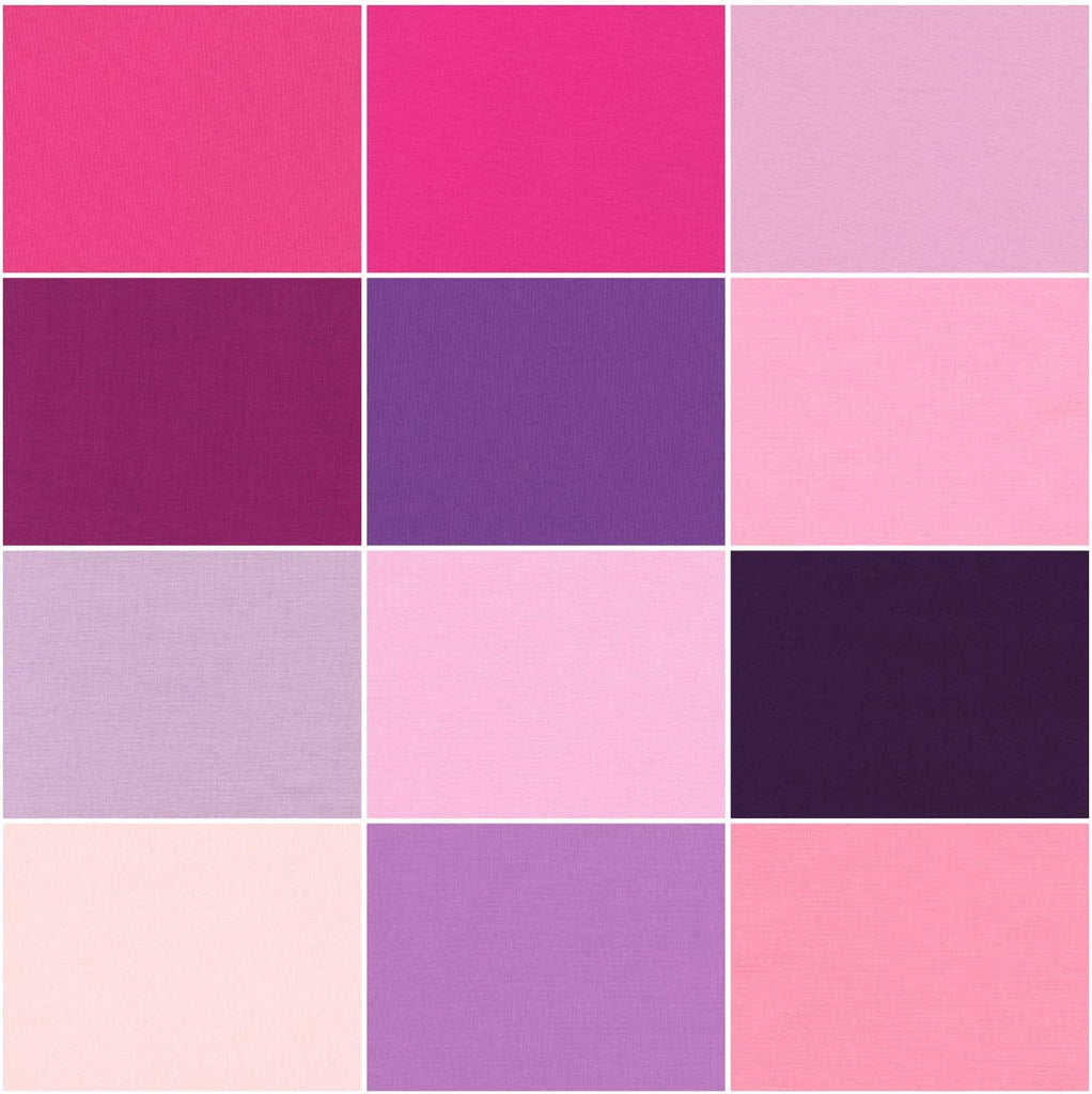 Kona Cotton Solids Wildberry Palette Charm Pack by Sew Yours