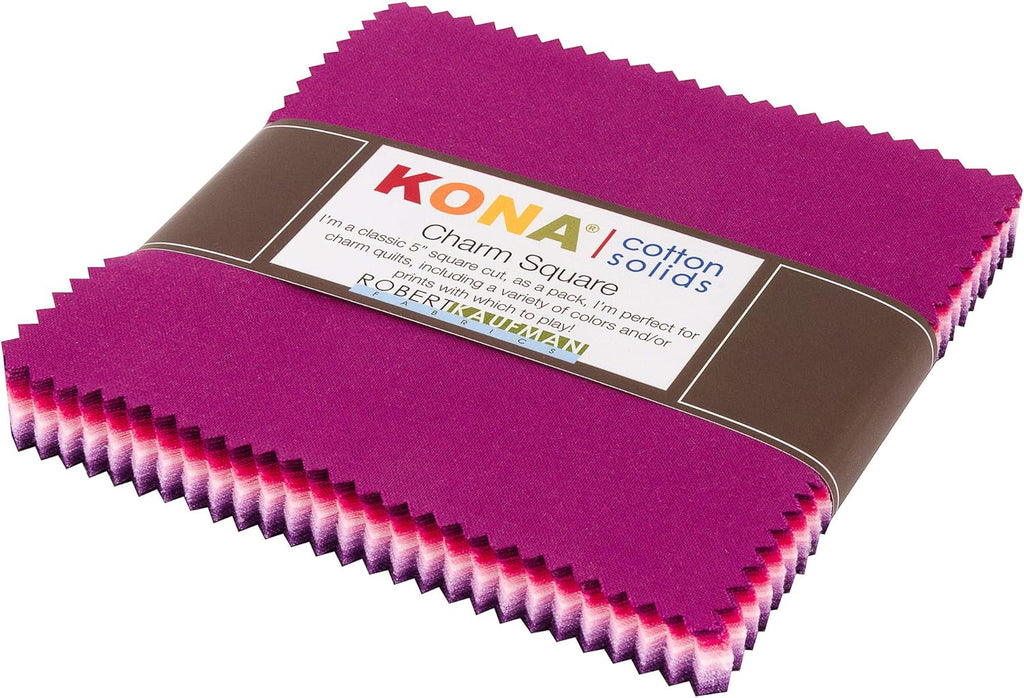 Kona Cotton Solids Wildberry Palette Charm Pack by Sew Yours