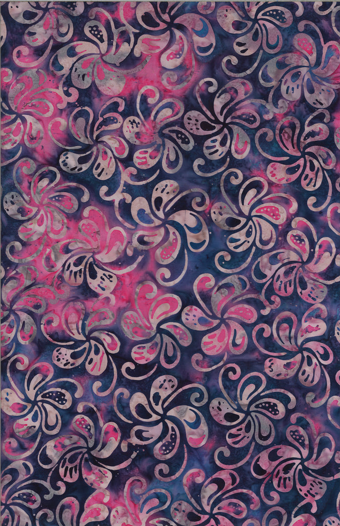 Spinning Petals Navy/Pink/Multi Batik by Sew Yours