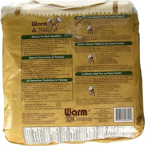 Warm & Natural Cotton Batting Queen Size 90"X108" by Sew Yours