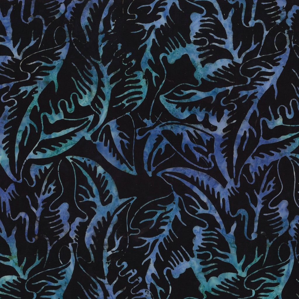 Banana Leaf Black/Violet Batik 100% cotton fabric by Sew Yours