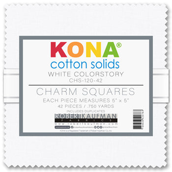 Kona Cotton Solids White Colorstory Charm Pack by Sew Yours