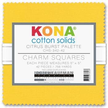 Kona Cotton Solids Citrus Burst Palette Charm Pack by Sew Yours