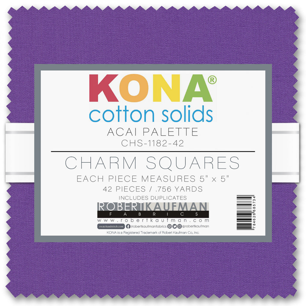 Kona Cotton Solids Acai Palette Charm Pack by Sew Yours