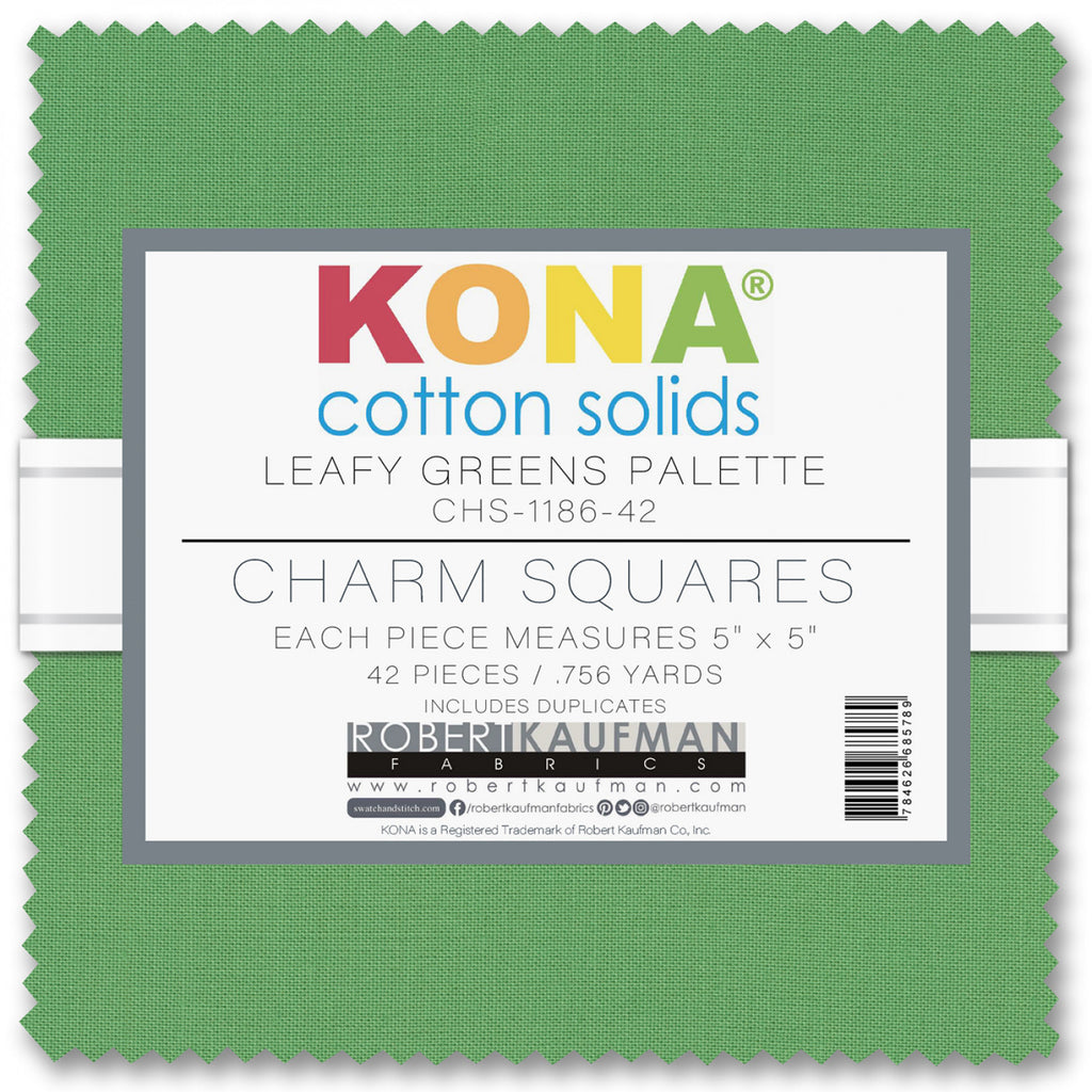 Kona Cotton Solids Leafy Greens Palette Charm Pack by Sew Yours