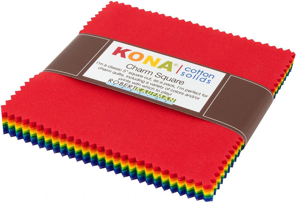 Kona Cotton Solids Bright Rainbow Palette Charm Pack by Sew Yours