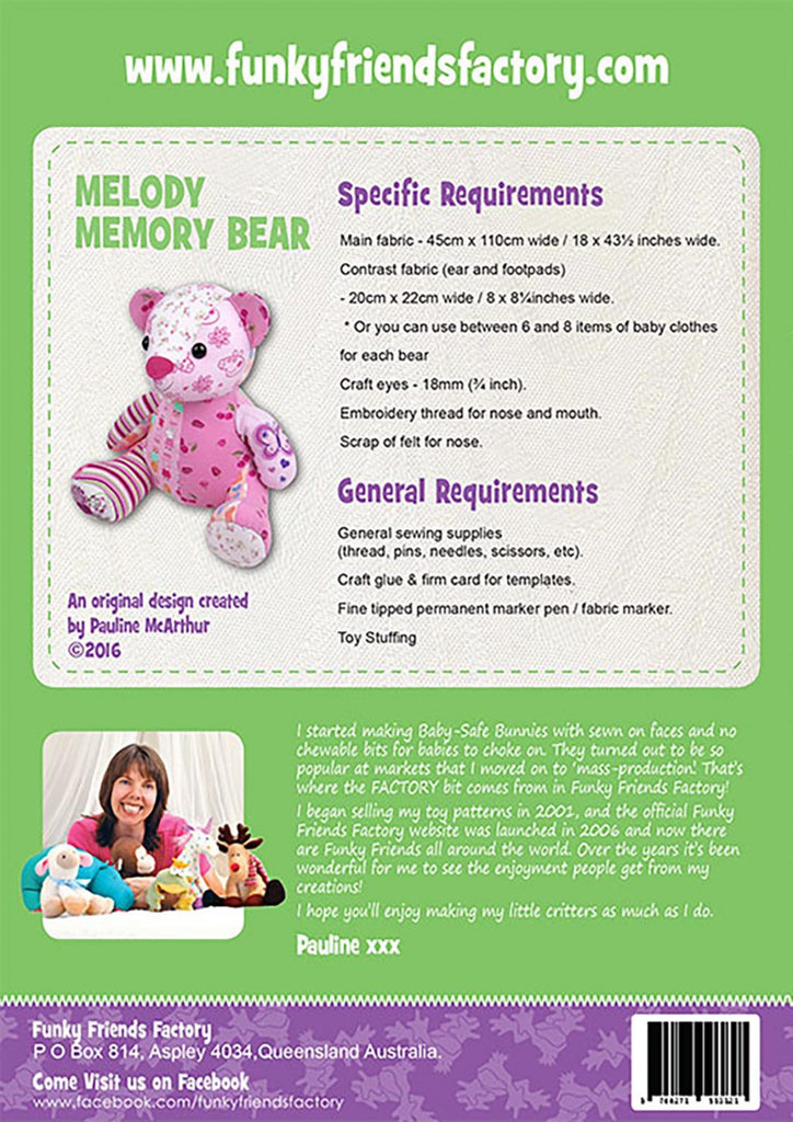 Melody Memory Bear Sewing Pattern by Sew Yours