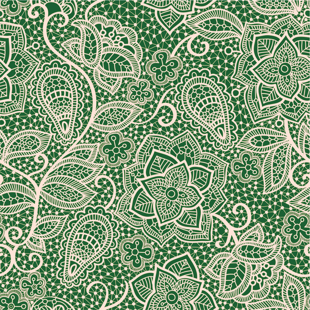 Green Paisley 100% cotton fabric by Sew Yours