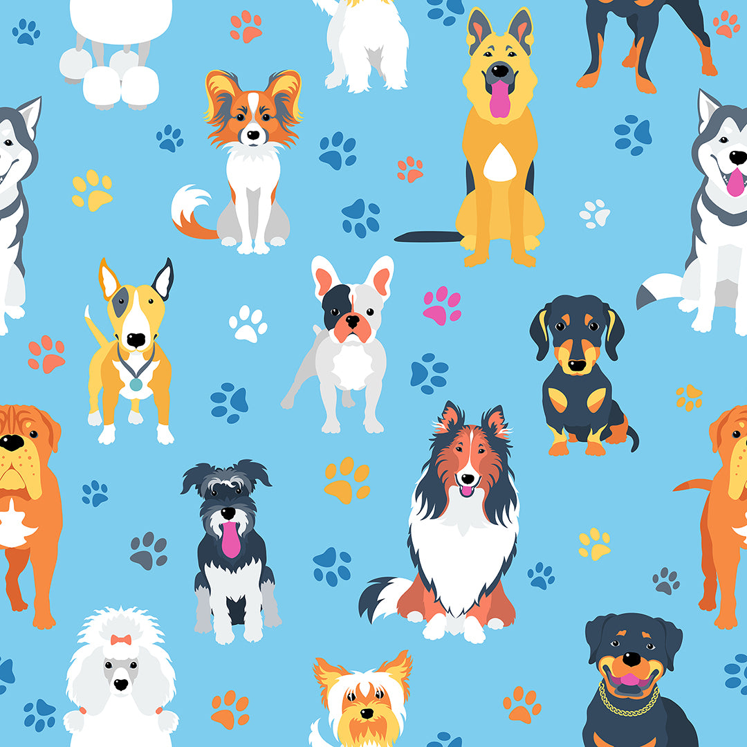 Dogs on Blue – 100% Quilting Cotton Fabric Sold in 1/4 Yard Cuts – Sew ...