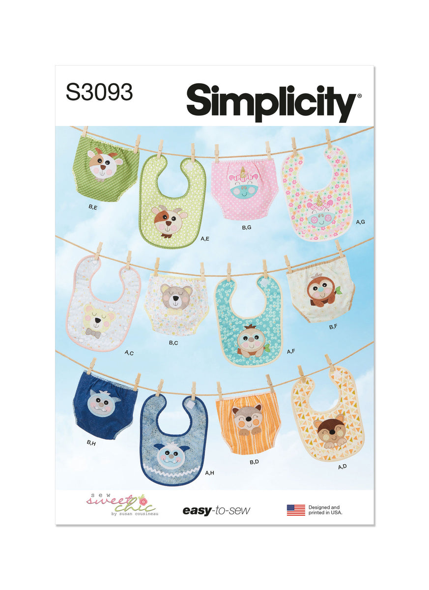 Simplicity S3093 – Babies' Bibs and Diaper Cover Sewing Pattern – Sew Yours