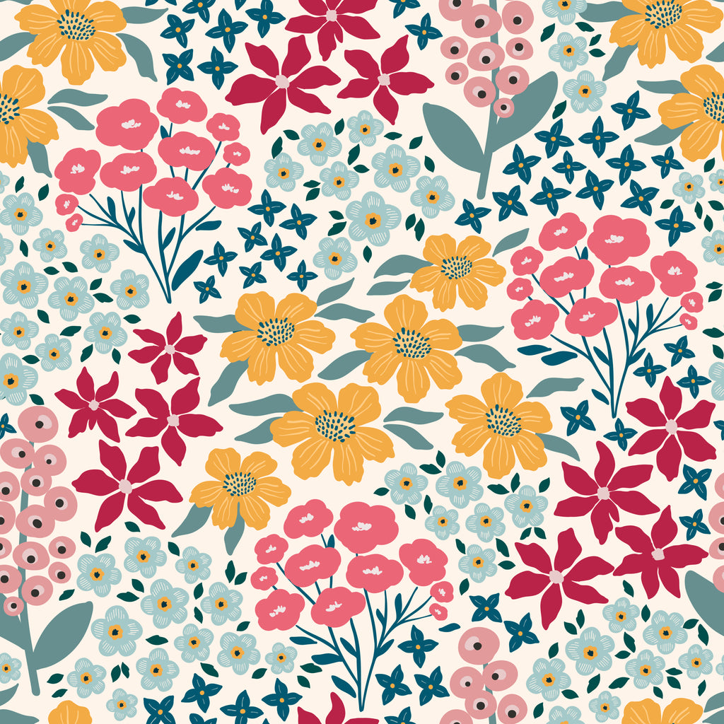 Happy Floral 100% cotton fabric by Sew Yours