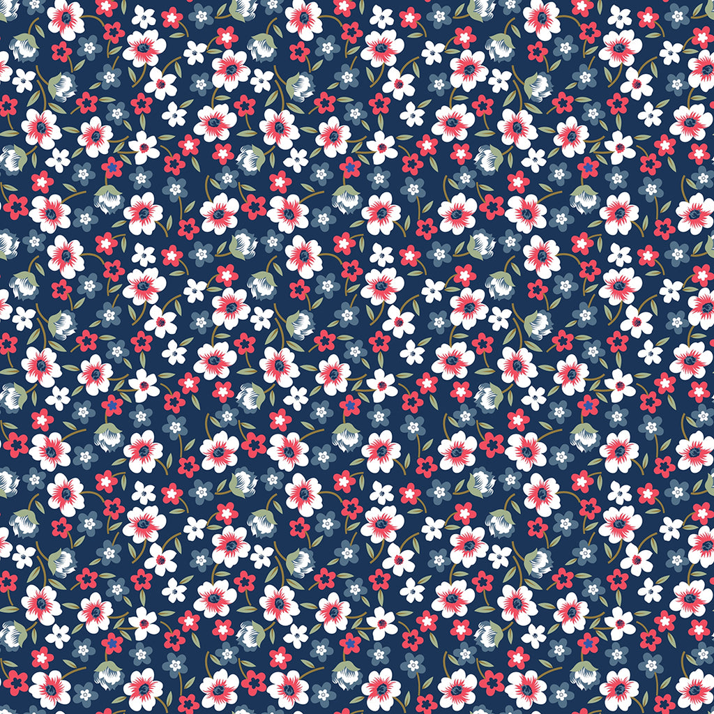 Wildflowers on Navy 100% cotton by Sew Yours