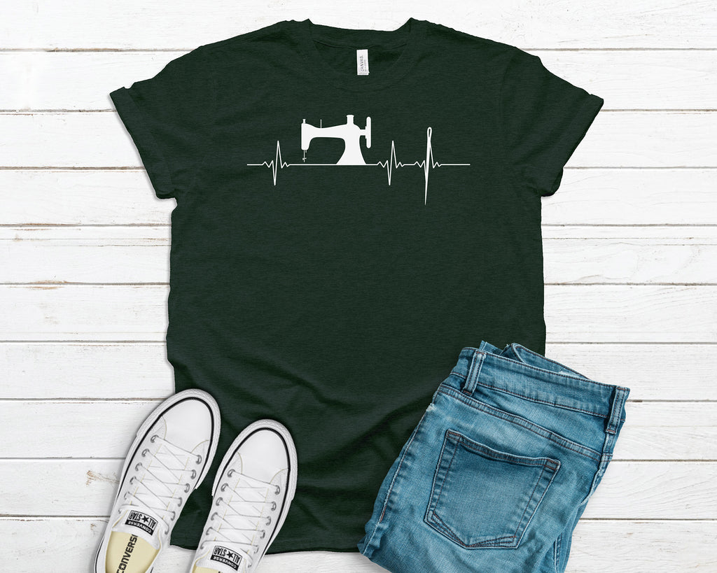 Sewing Heartbeat EKG  Short-Sleeve Unisex T-Shirt by Sew Yours