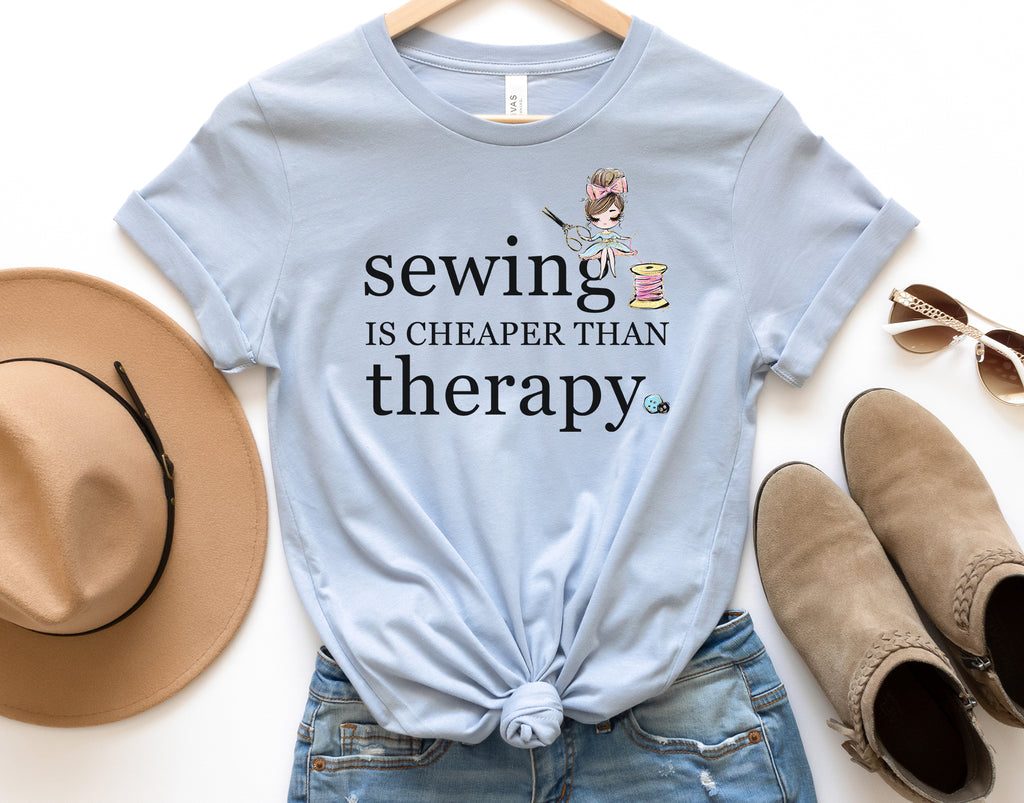 Sewing is Cheaper than Therapy Unisex T-Shirt by Sew YoursSewing is Cheaper than Therapy Short-Sleeve Unisex T-Shirt by Sew Yours